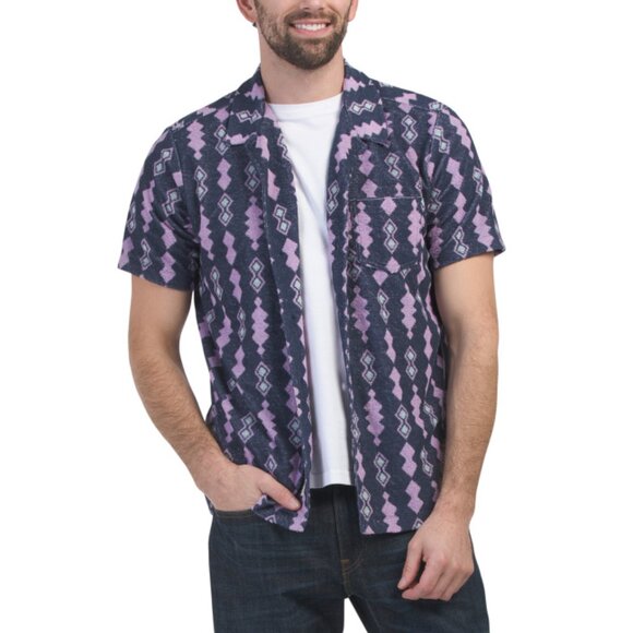 MARINE LAYER Geometric Print Terry Out Resort Shirt
